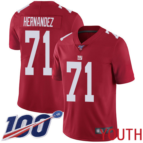 Youth New York Giants #71 Will Hernandez Red Limited Red Inverted Legend 100th Season Football NFL Jersey